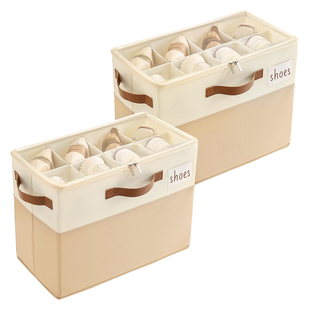 Varhomax Schuhorganizer-Box 2er-Set für Schrank | Kleiner Stoff-Aufbewahrungsbox mit verstellbaren T