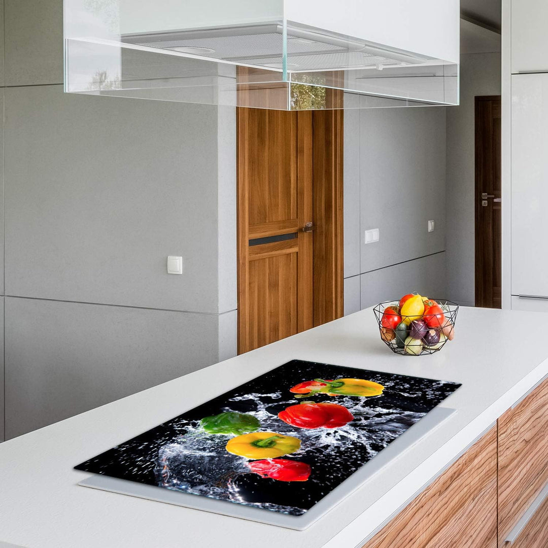 TMK | Herdabdeckplatte 90x52 cm Glas Ceranfeldabdeckung Induktion Herdschutz Spritzschutz Glasplatte