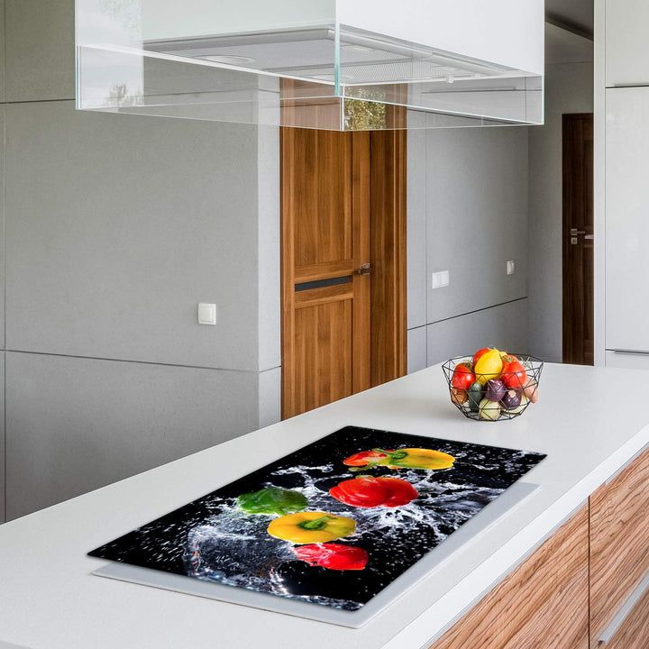 TMK | Herdabdeckplatte 90x52 cm Glas Ceranfeldabdeckung Induktion Herdschutz Spritzschutz Glasplatte