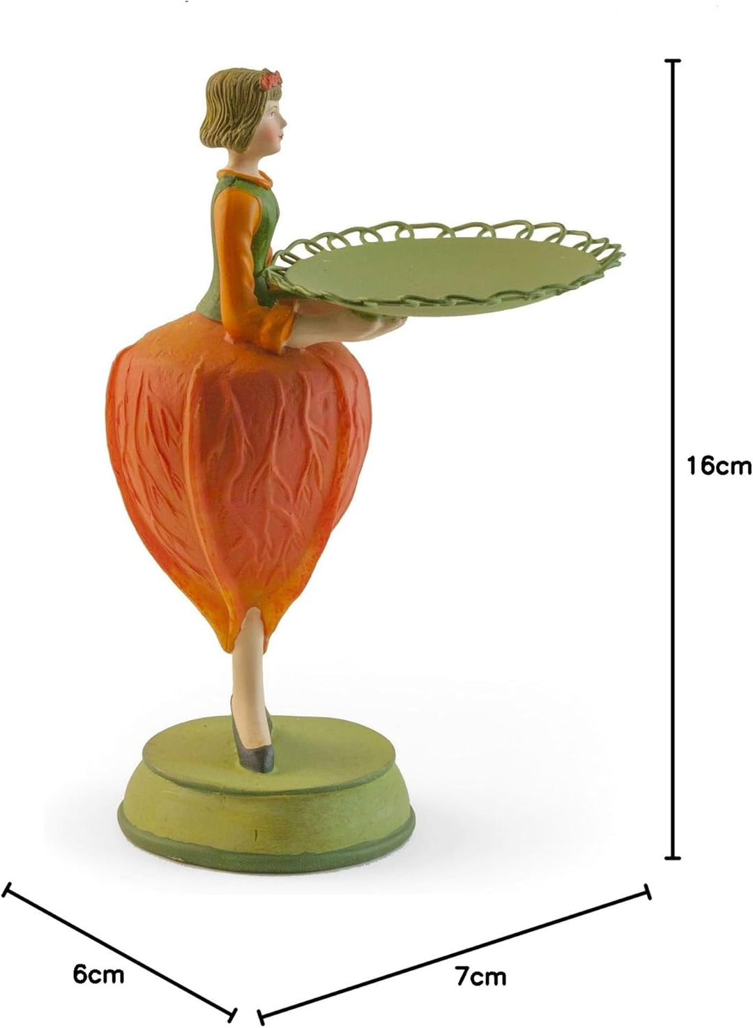 Rosemarie Schulz Dekofigur - Teelichthalter - Blasenkirsche Mädchen mit Kerze, Blasenkirsche Orange