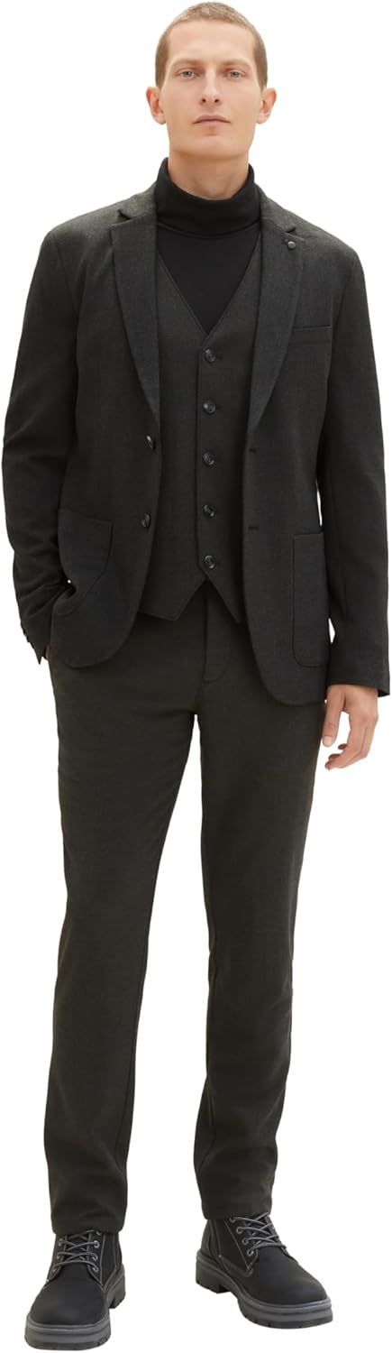 TOM TAILOR Herren Weste 46 10617 - Black Grey Melange, 46 10617 - Black Grey Melange