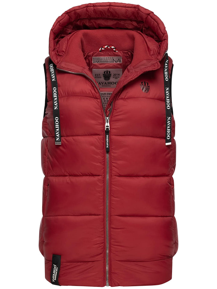 Navahoo Damen Steppweste leichte Outdoor-Weste Übergangsjacke mit Kapuze Kassidy XS-3XL XS Blood Red
