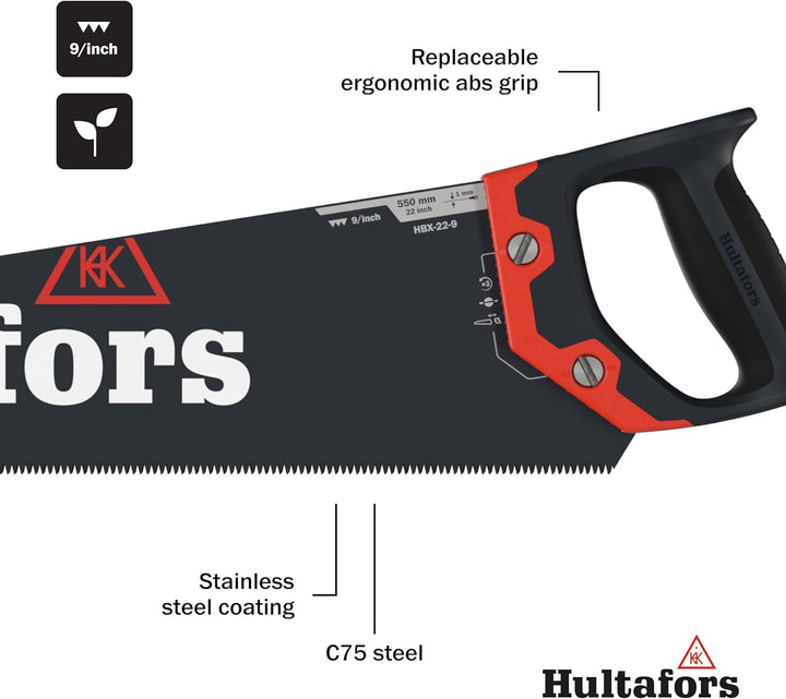 Hultafors Handsäge HBX-22-9, 590903, Handsäge mit Pulverbeschichtung und praktischem Klingenschutz (
