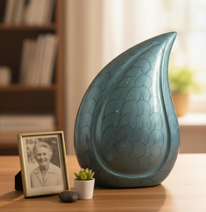 eSplanade Teardrop Cremation Urn Memorial Container Jar Pot | Cremation urn | Metal urn | Burial urn
