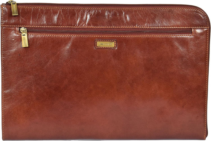 A1 FASHION GOODS Echtes Leder Zip Um Folio Tasche A4 Dokumentenhalter Achsel iPad Tablet Tasche Brau