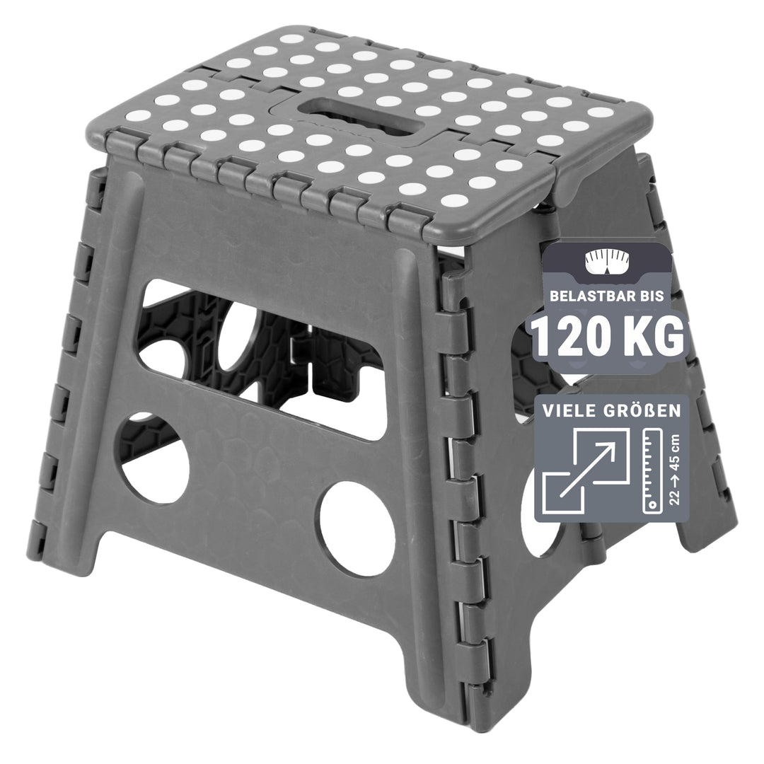 ZOLLNER Tritthocker faltbar - Klapphocker für Kinder und Erwachsene bis 120kg - Anti-Rutsch-Beschich