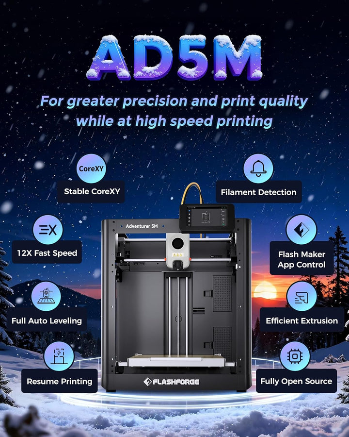FLASHFORGE Adventurer 5M 3D-Drucker,600mm/s Hochgeschwindigkeitsdruck,12X Schneller mit automatische