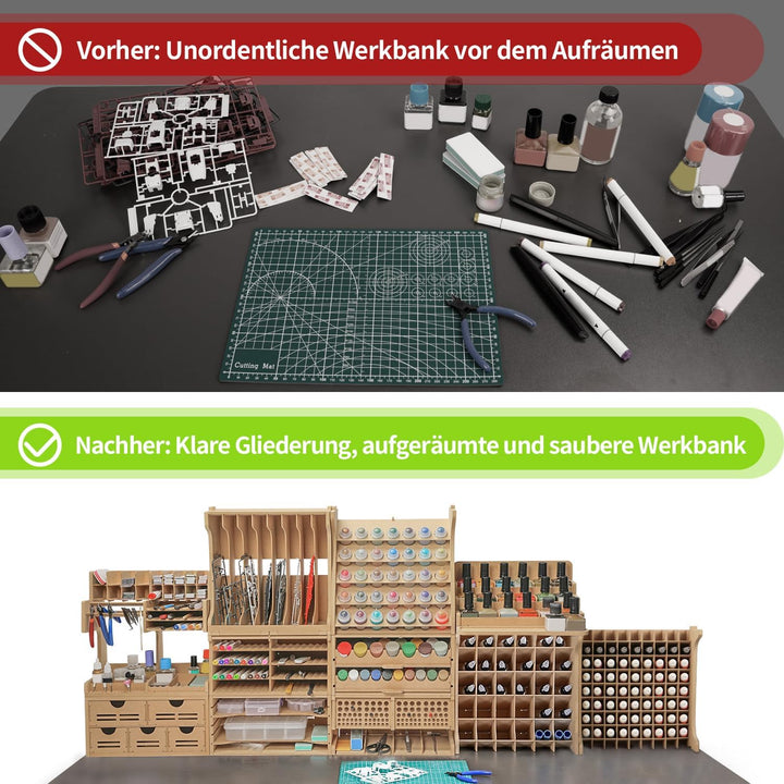 Bucasso Hölzern Modell Farbregal Organizer Farbständer, Bastel-Farbregal MDF-Material, Model Tools R