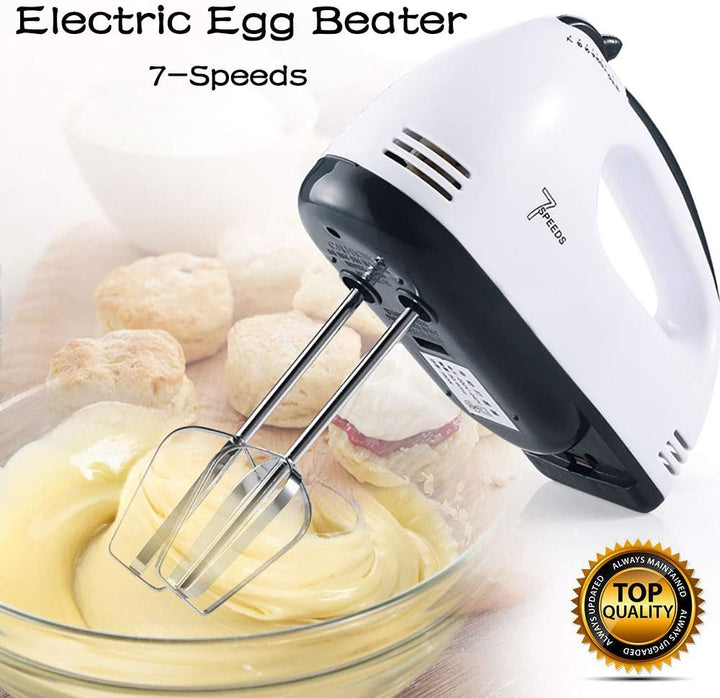 T&F Mixer Handrührer, Elektrischer Handmixer mit 2 Knethaken und 2 Schneebesen, 150 Watt, 7-Gang, We