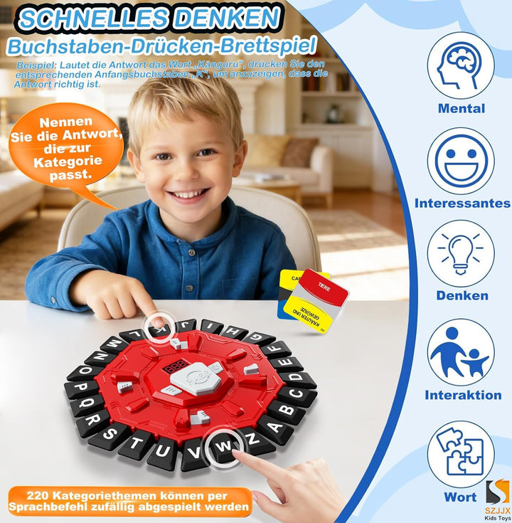 Wortspiel, Brettspiele für Kinder und Erwachsene mit 2 Modi, 24 Tasten Buchstaben Drücken Familiensp