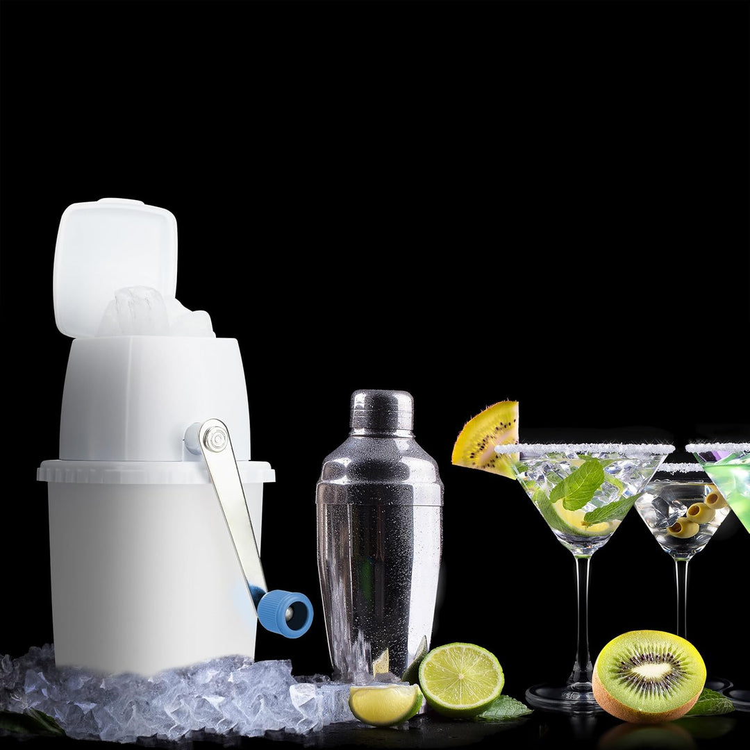 Relaxdays Eiscrusher, manuelle Eismühle, mit Handkurbel, Barzubehör, Crushed Ice für Cocktails, Long