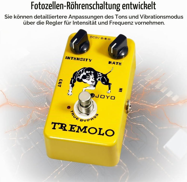 JOYO Tremolo-Effektpedal Beloved Old Amps Photoelektrische Röhrenschaltung Tremolo für E-Gitarren-Ef