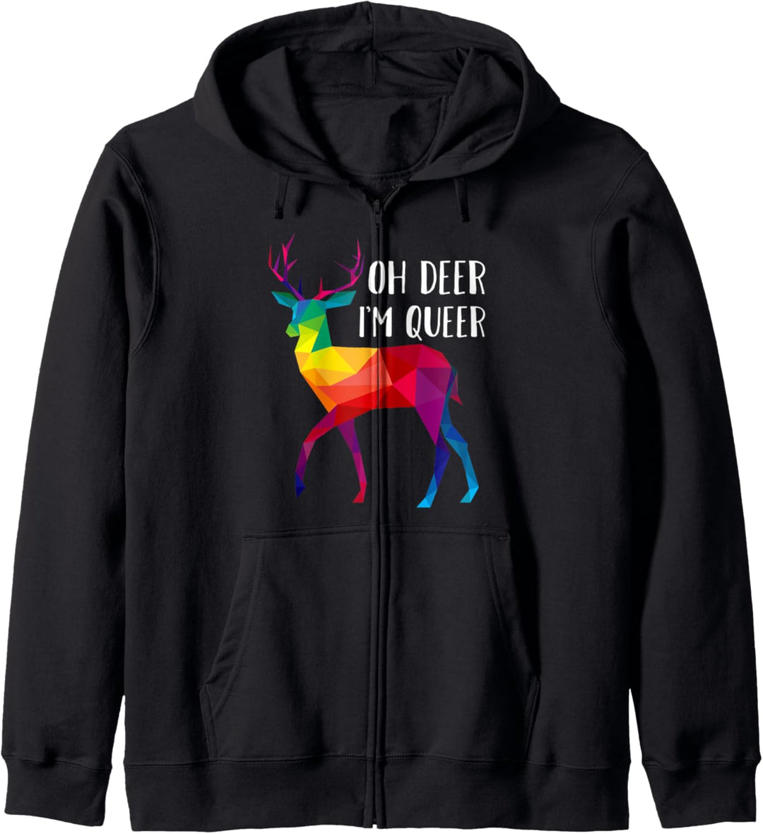 Gay Trans LGBTQ Regenbogen Hirsch Rainbow Oh deer I am queer Kapuzenjacke