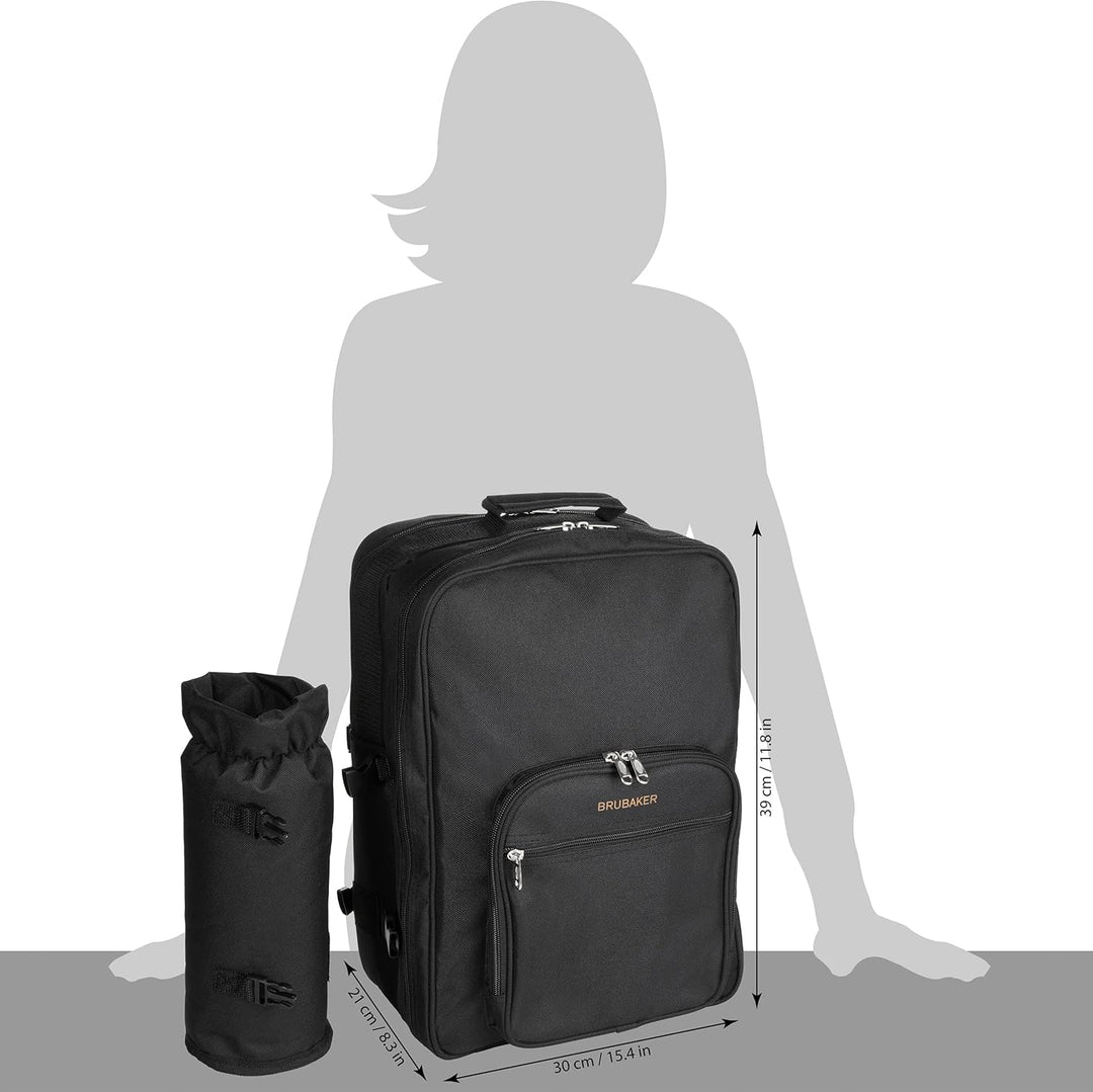 BRUBAKER Picknickrucksack Picknicktasche mit Inhalt für 4 Personen mit integrierter Kühltasche und a