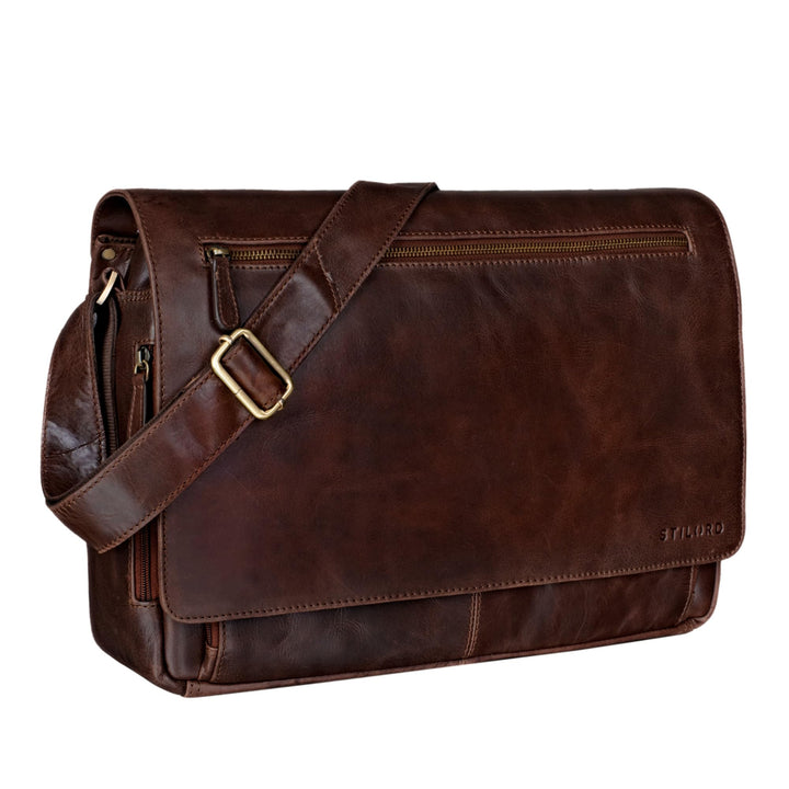 STILORD 'Jan' 15,6 Zoll Laptoptasche Leder Herren Damen Umhängetasche Unitasche Aktentasche Freizeit
