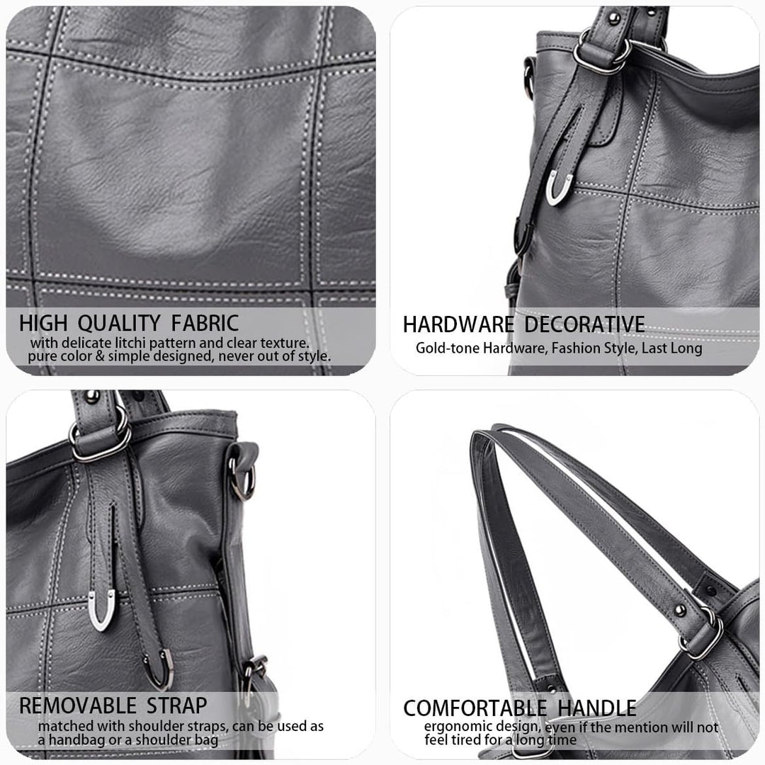 DEERWORD Damen Taschen Handtaschen Elegant Frau Schultertaschen Lack PU-Leder Henkeltaschen Grau, Gr