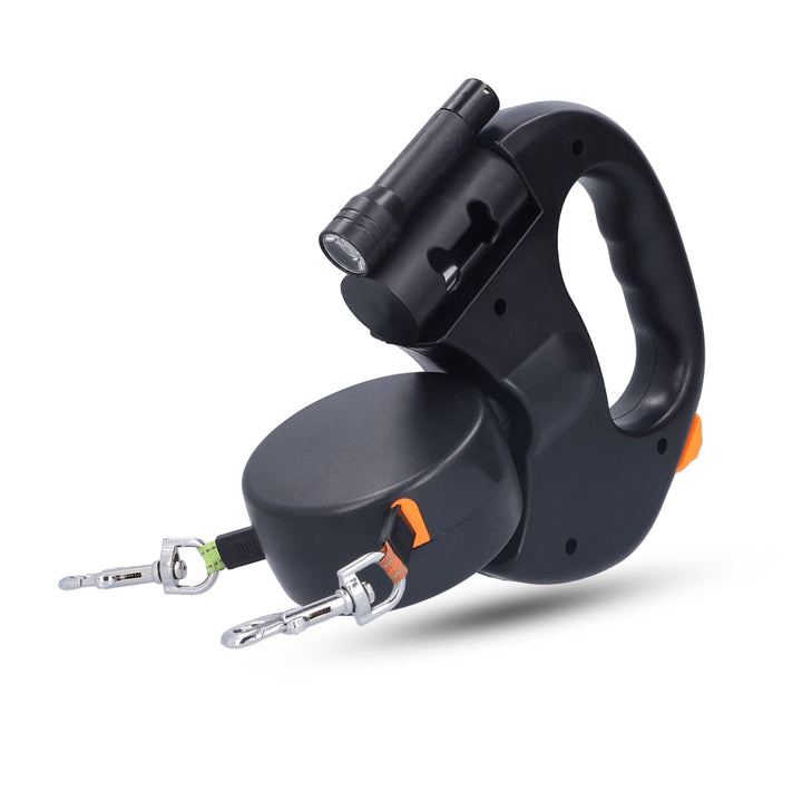 Rollleine Hundeleine,360° drehbare einziehbare Hundeleine für 2 Hunde mit 3 Meter Länge,,Taschenlamp