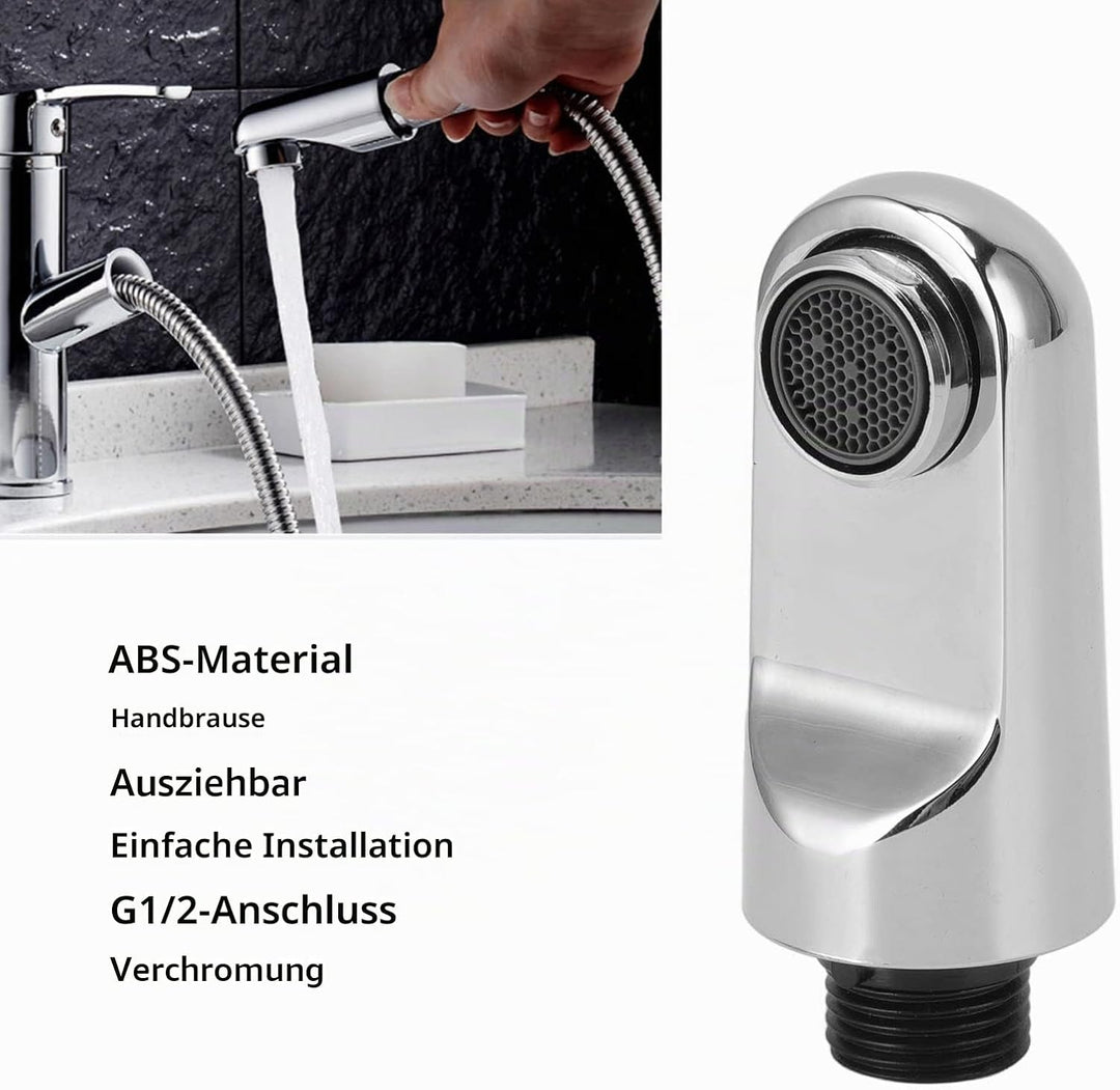 Brausekopf Küchenarmatur Ersatz, Fester Sprühkopf in Hochglanz Chrom, Universeller Austausch Brausek