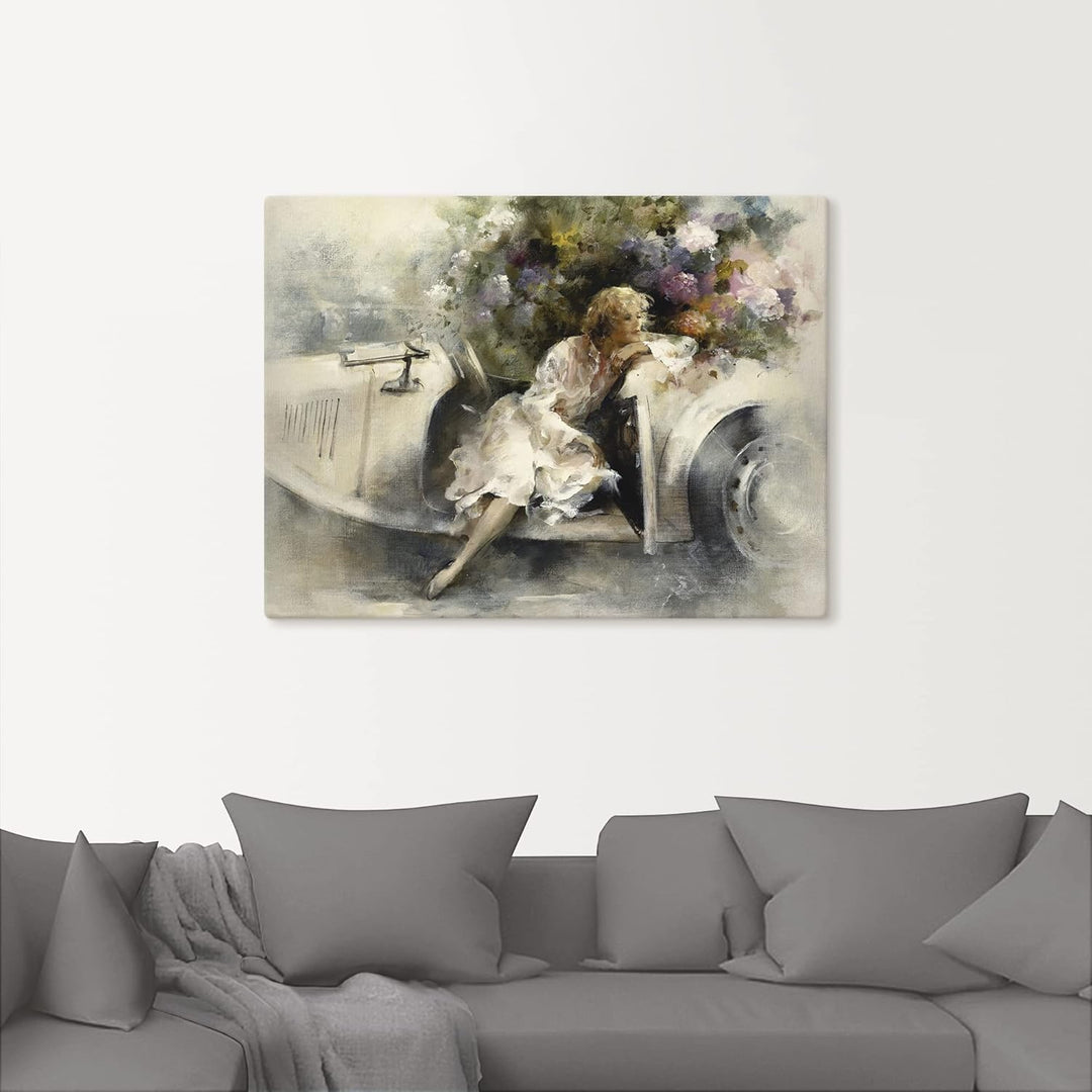 ARTland Leinwandbilder Wandbild Bild auf Leinwand 80 x 60 cm Menschen Frau Malerei Creme Tagträumer