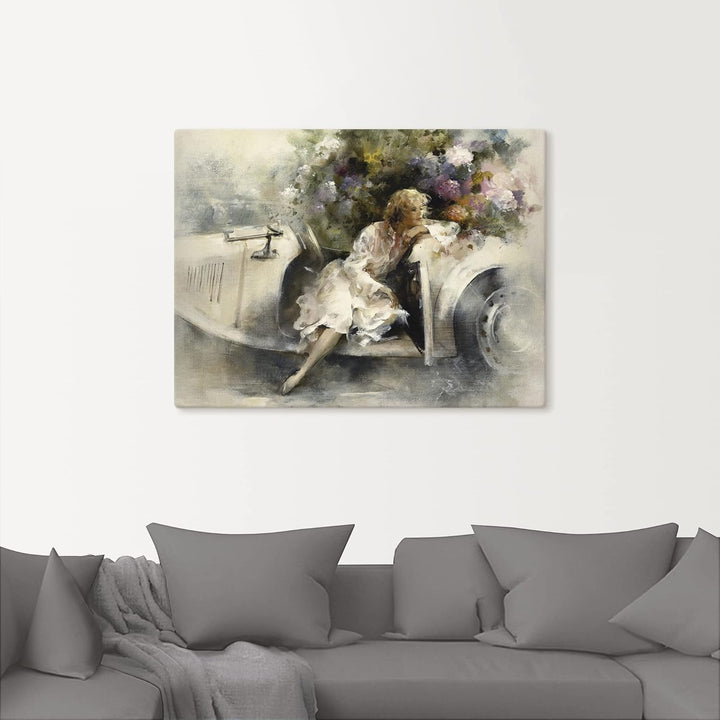 ARTland Leinwandbilder Wandbild Bild auf Leinwand 80 x 60 cm Menschen Frau Malerei Creme Tagträumer