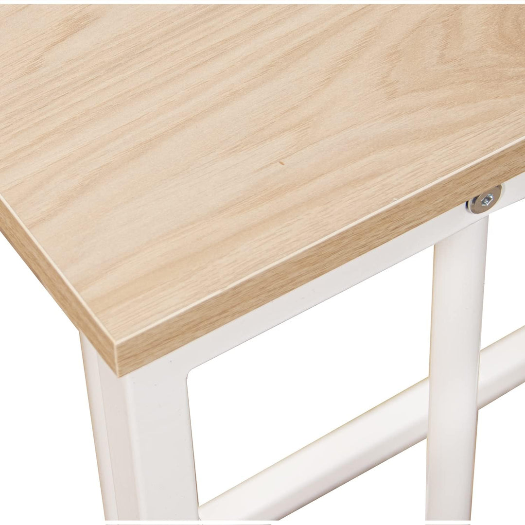 DRW Beistelltisch aus Metall und MDF in Natur und Weiss, 50 x 30 x 60 cm, ESTANDAR
