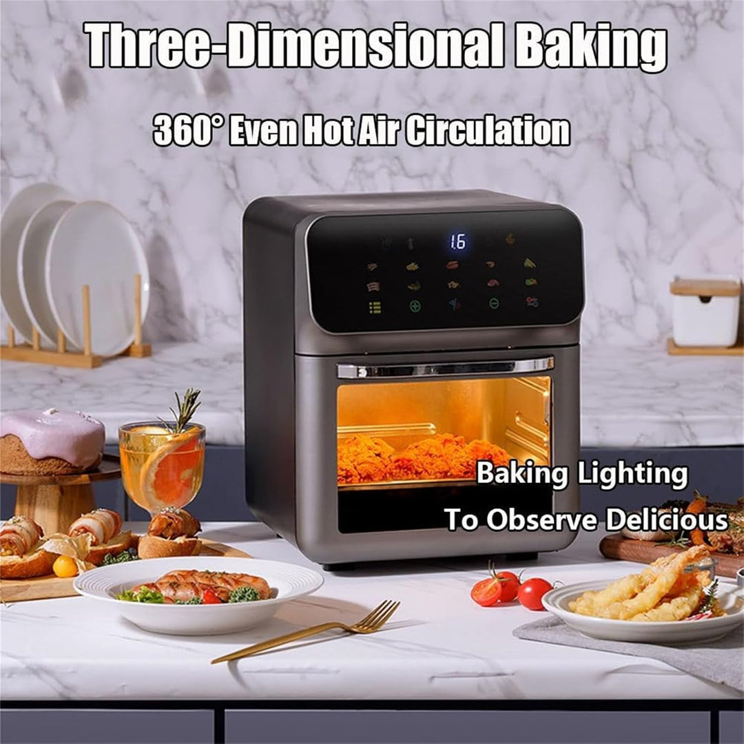 Heissluftfritteuse Backofen 13L Dörrautomat Minibackofen mit LED-Touchscreen, Ober-/Unterhitze, 15-6