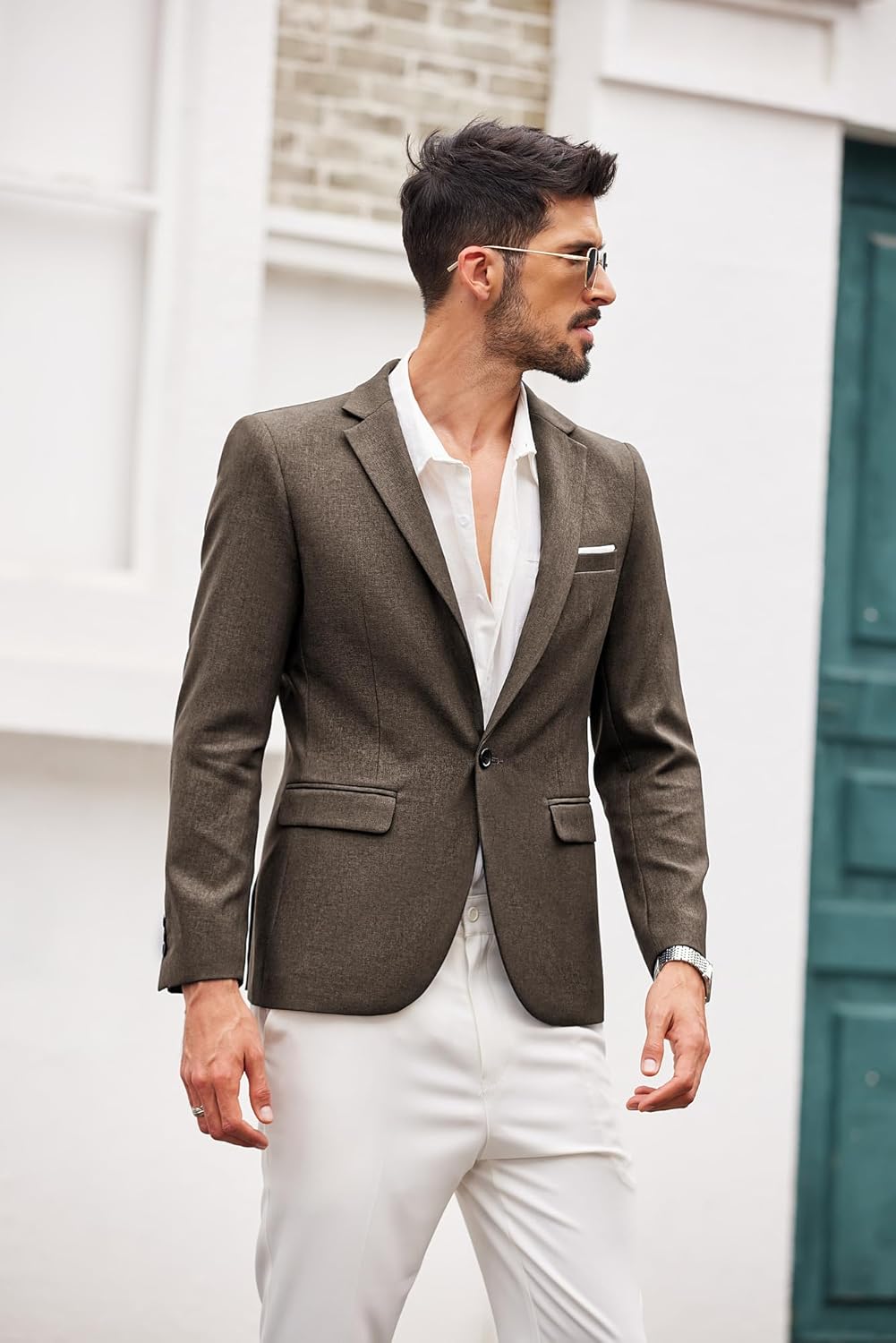 COOFANDY Herren Anzugjacke Sakko Sportlich Freizeit Blazer Regular Fit Männer Anzug EIN Knopf Busine