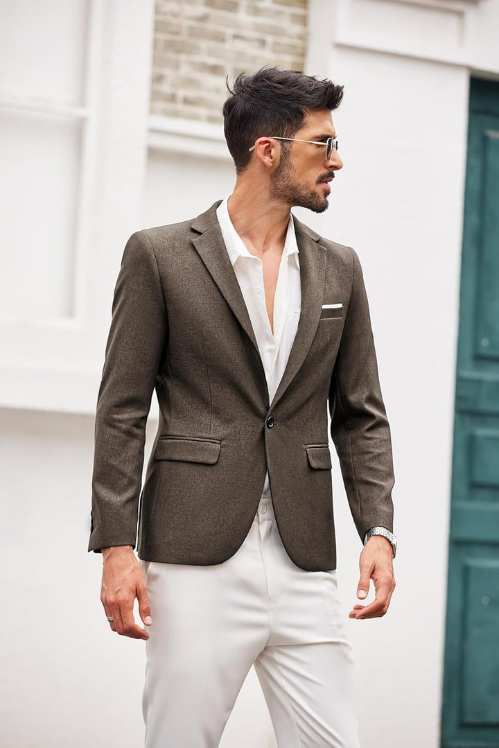 COOFANDY Herren Anzugjacke Sakko Sportlich Freizeit Blazer Regular Fit Männer Anzug EIN Knopf Busine