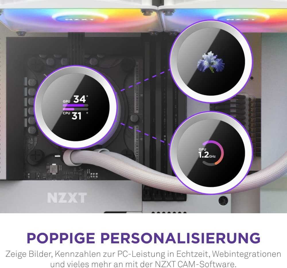 NZXT Kraken 280 RGB - RL-KR280-W1-280mm AIO CPU Wasserkühlung - 1,54" LCD Display 240x240-2x140mm RG