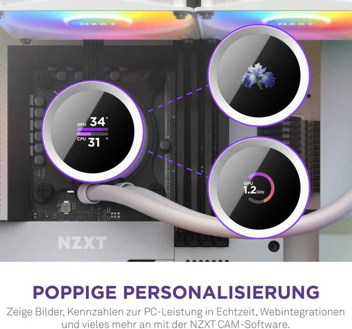 NZXT Kraken 280 RGB - RL-KR280-W1-280mm AIO CPU Wasserkühlung - 1,54" LCD Display 240x240-2x140mm RG