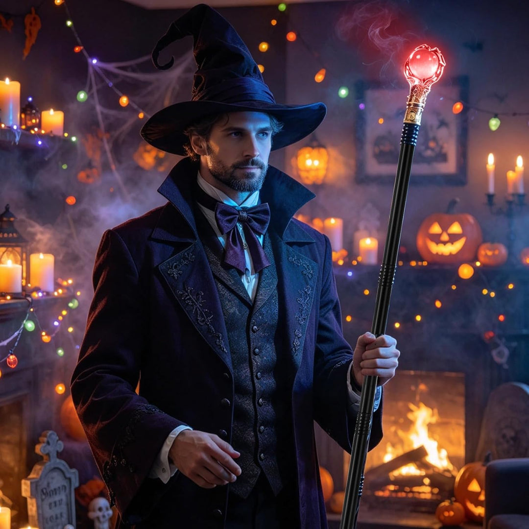 2 Stück Stab Gold &amp; Silber LED Leuchtend Halloween Zauberstab