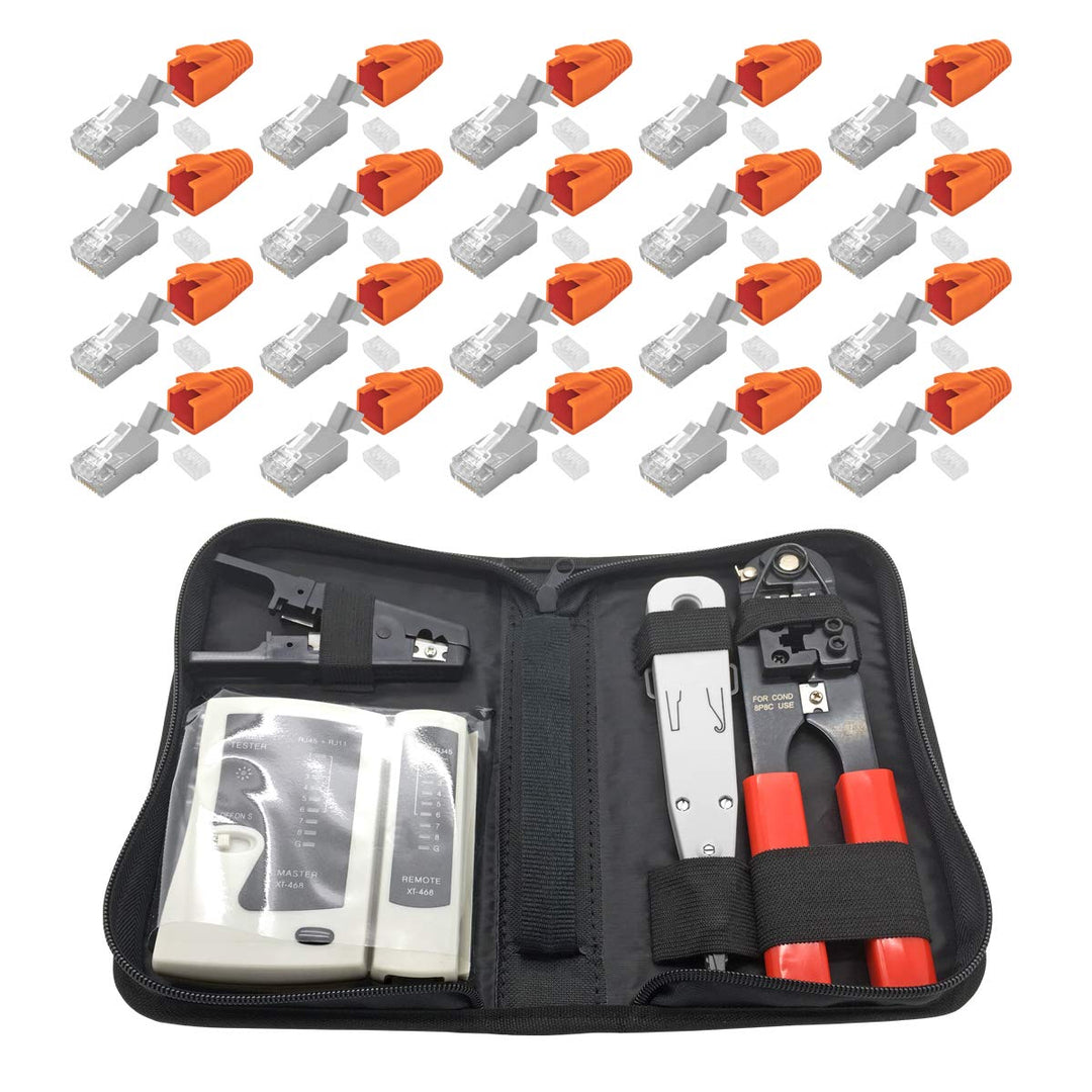 ARLI RJ45 Netzwerk Werkzeug Set 20x Netzwerkstecker Netzwerk Stecker Modular Zugentlastung Einführhi