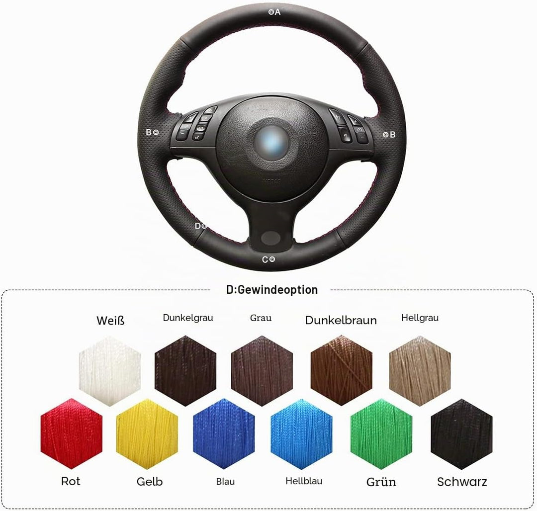 MEWANT Lenkradbezug für E46 E39 330i 540i 525i 530i 330 Ci M3 2001–2003 Lenkradhülle Schwarz mit Kun