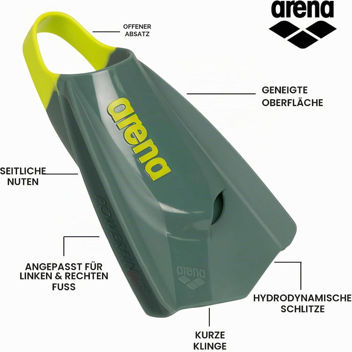ARENA Powerfin Pro II Schwimmbad-Trainingsflossen, Schwimmflossen für Erwachsene, Flossen aus 100% S