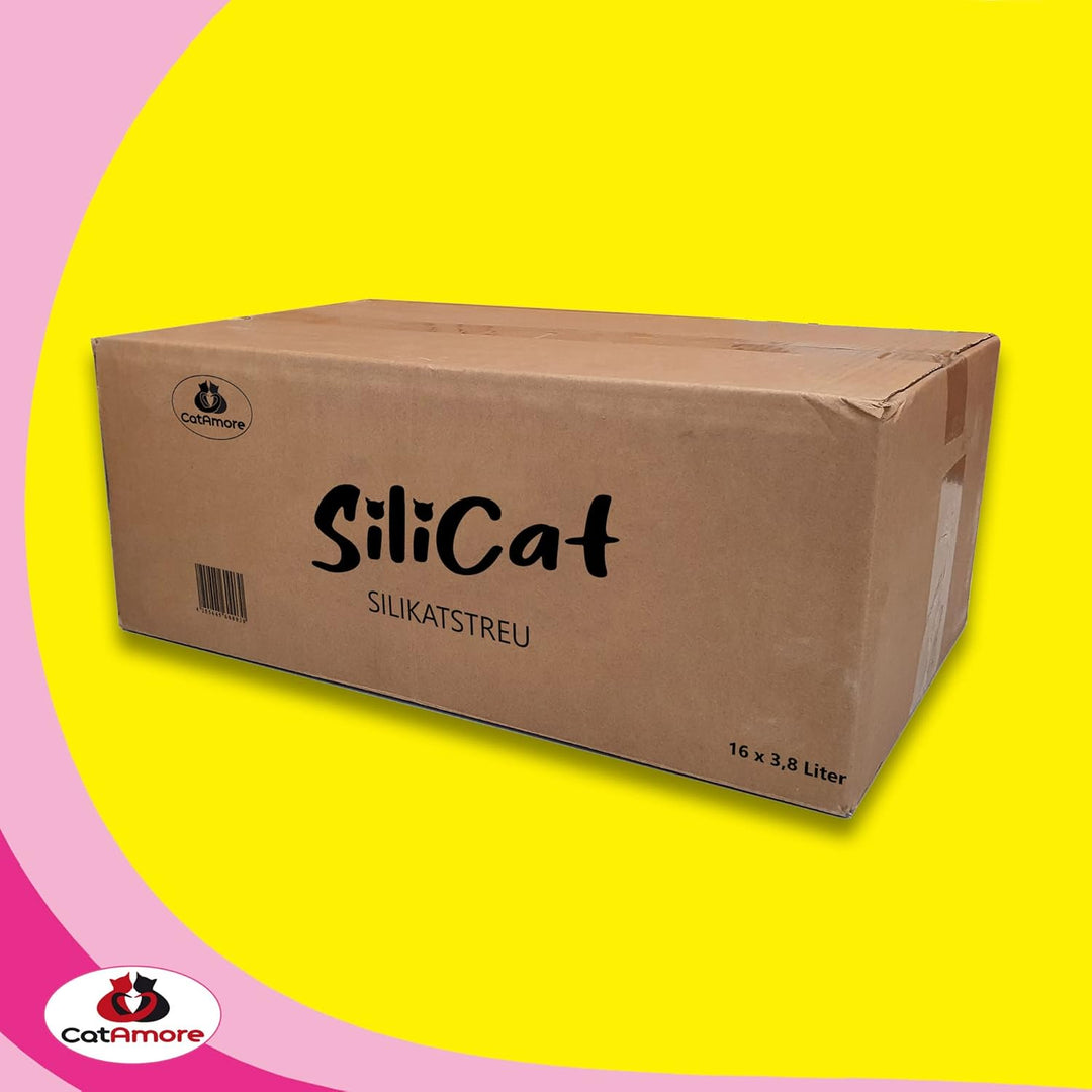 CatAmore Silicat 16 x 3,8 l = 60 Liter Silikat Katzenstreu