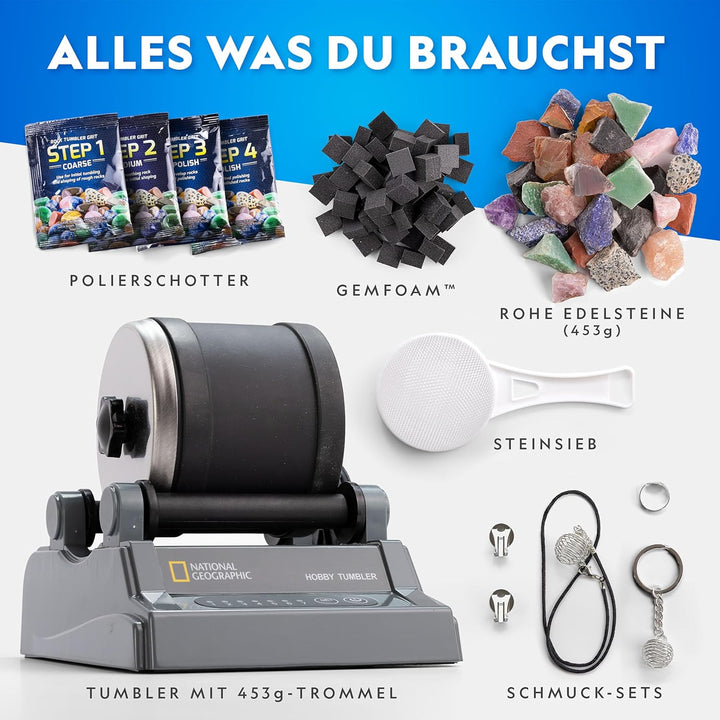 National Geographic Steintrommel Hobby-Set – Vollständiges Set zum Steine Trommeln mit Hochwertiger