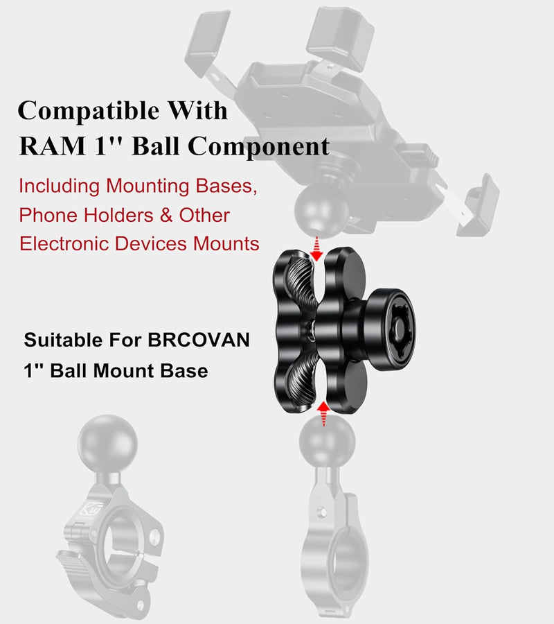 BRCOVAN Diebstahlschutz Aluminiumlegierung Doppelsockelarm (Kurzer Arm) Kompatibel mit RAM Mounts B