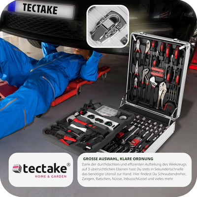 tectake® Werkzeug Set im Aluminium Koffer, Werkzeugkoffer gefüllt 799-tlg., Tool Werkzeugwagen fahrb