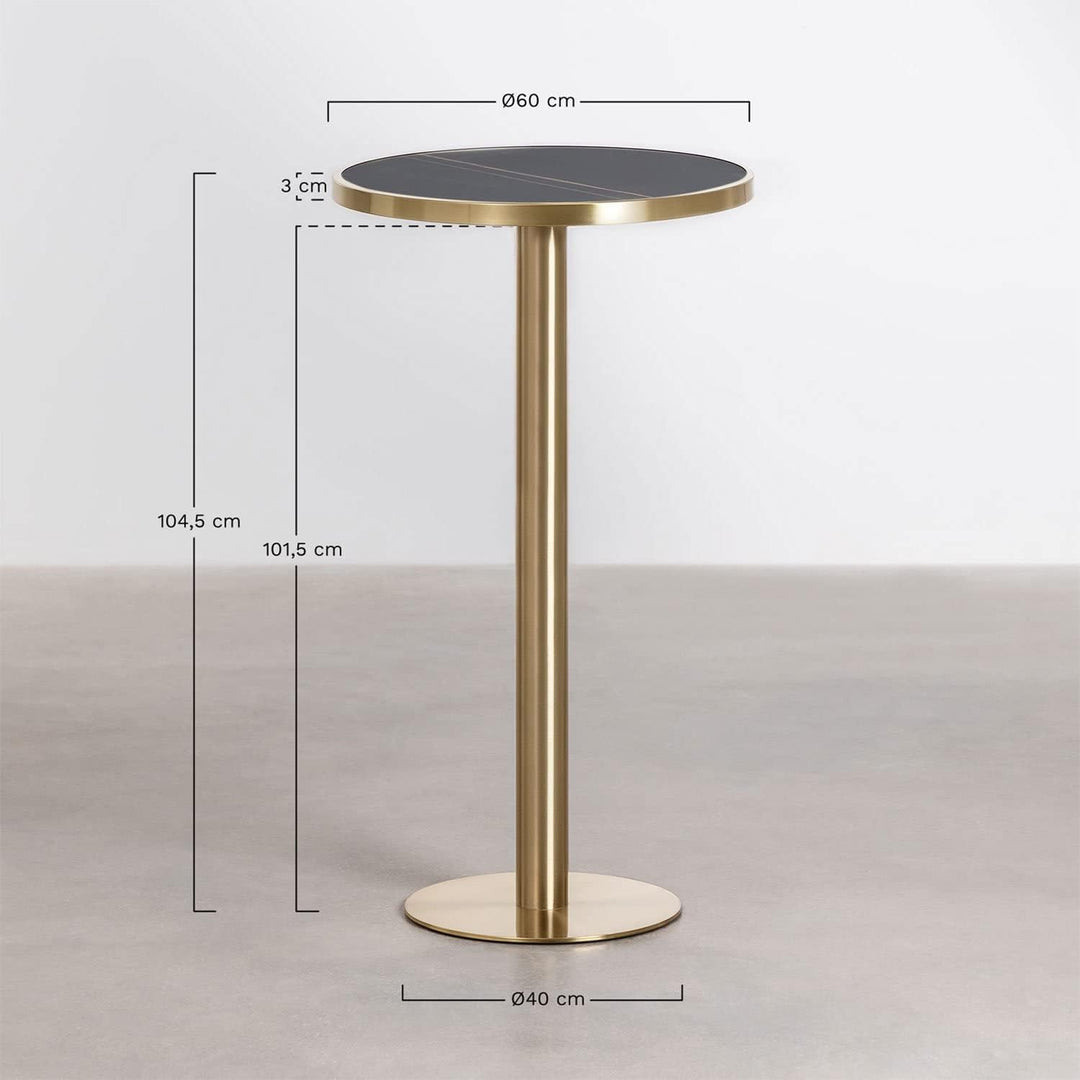 SKLUM Runder Stehtisch aus Steinzeug (Ø60 cm) Manhattan Schwarz Gold Champagne Sch. Gold Champagne,