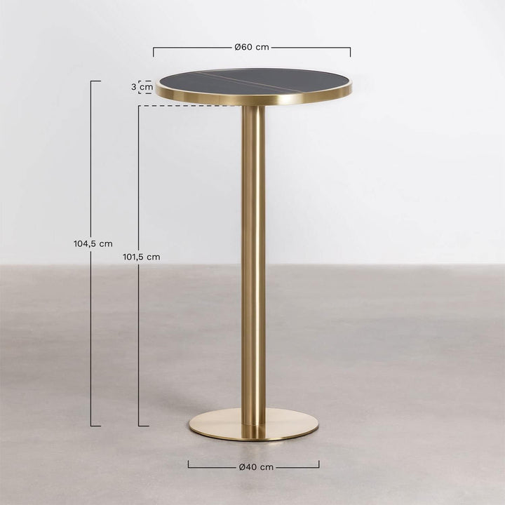 SKLUM Runder Stehtisch aus Steinzeug (Ø60 cm) Manhattan Schwarz Gold Champagne Sch. Gold Champagne,