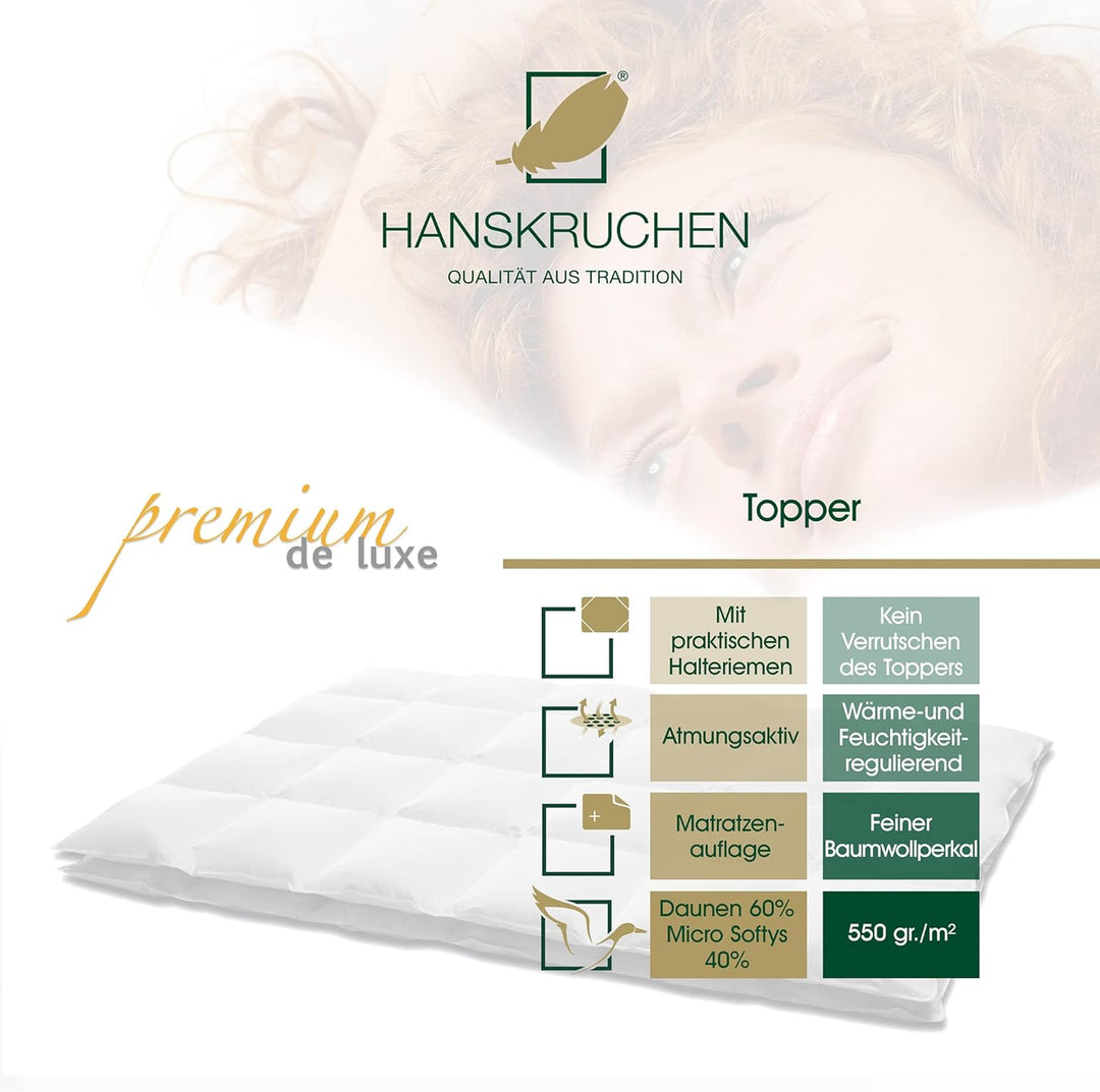 Premium de luxe 975.97.004 Mattress Topper, 180 x 200 cm, 7 x 8 Karos, 1.960 gr., 180 x 200 cm