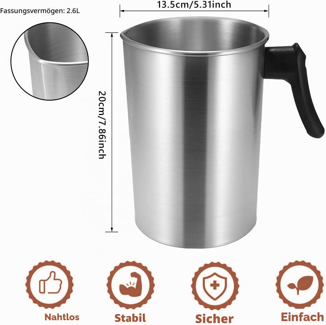 Edelstahl Kerzenschmelztopf, 2.6L Kochtopf für Kerzen Wachs Mit Hitzebeständigem Griff, Giesstopf zu