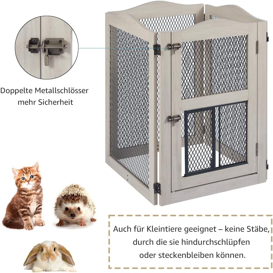 unipaws Freistehendes Haustiergitter mit Katzentür, Hundegitter & Katzengitter für Türen und Treppen
