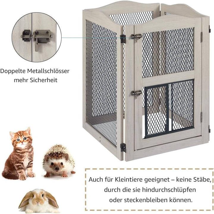 unipaws Freistehendes Haustiergitter mit Katzentür, Hundegitter & Katzengitter für Türen und Treppen