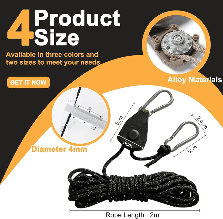 4 Stück Verstellbarer Seil Ratsche, Abspannseile mit Seilspanner, Alluring Ratchet Hanger, Reflektie