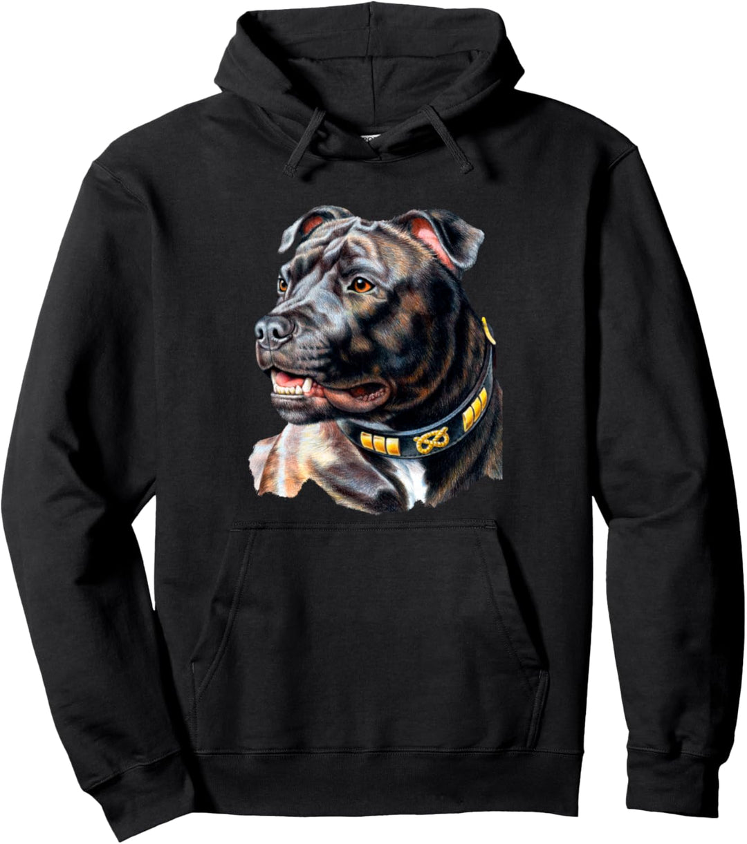 Gesichtsporträt American Staffordshire Bullterrier Pullover Hoodie