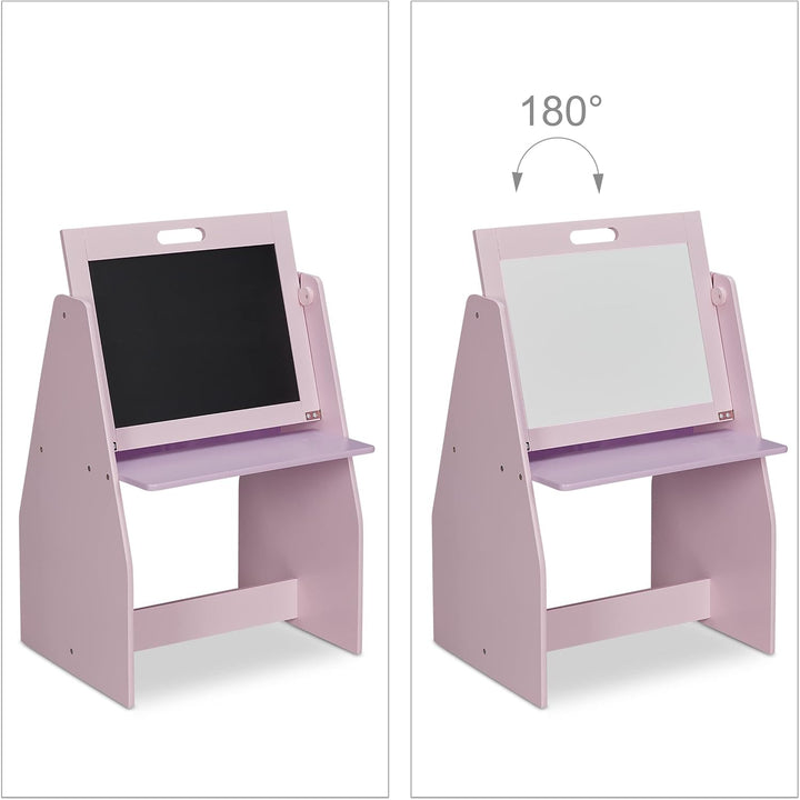 Relaxdays Kinderregal mit Tafel, Spielzeugregal mit 2 Fächern & Stoffbox, HBT: 84x52x45 cm, Spieltaf