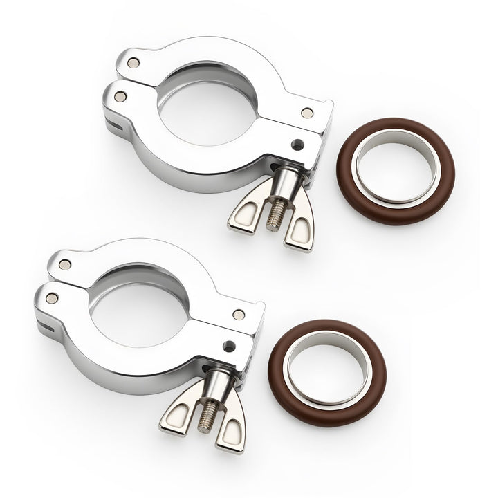 EASTVAC 2 Stück KF25 Aluminium-Vakuumklemme + KF Edelstahl-Zentrierring mit O-Ring, KF25