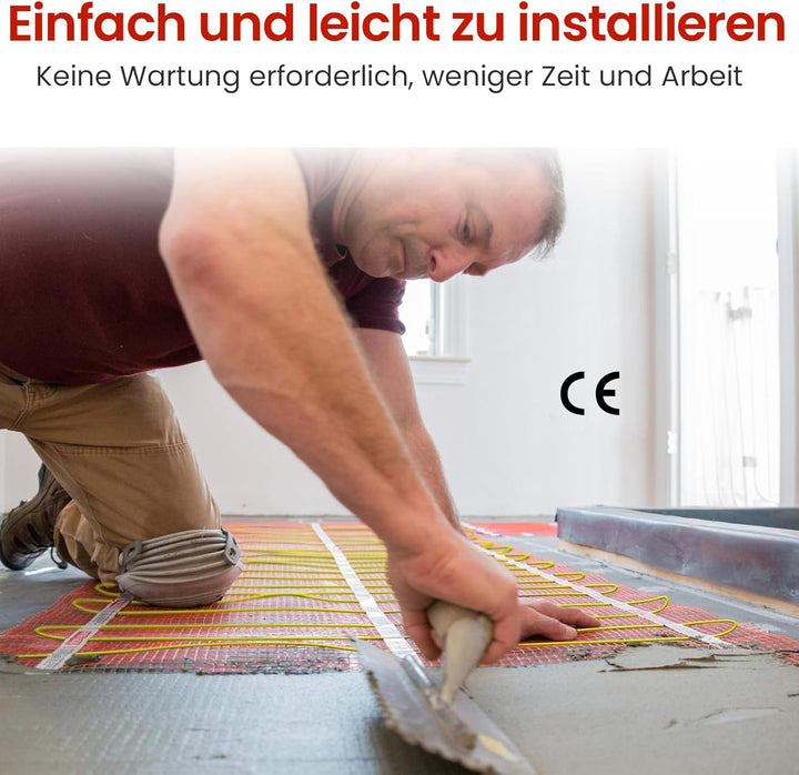 HEATIT 1,5 ㎡ Fussbodenheizungsmatte Elektrisch strahlendes selbstklebendes Fussbodenheizungssystem 1