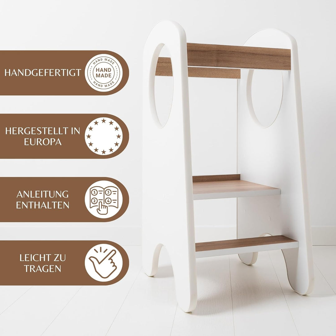 KIDIE Kinder Lernturm ab 1 Jahr, Montessori Höhenverstellbar Lernstuhl Baby, Toddler Learning Tower